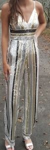 Express sequin jumpsuit xsmall